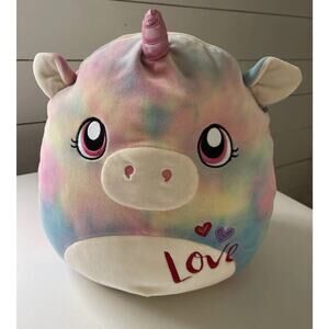Esmeralda Tie Dye Squishmallow Rainbow Unicorn Plush Love Valentines Edition